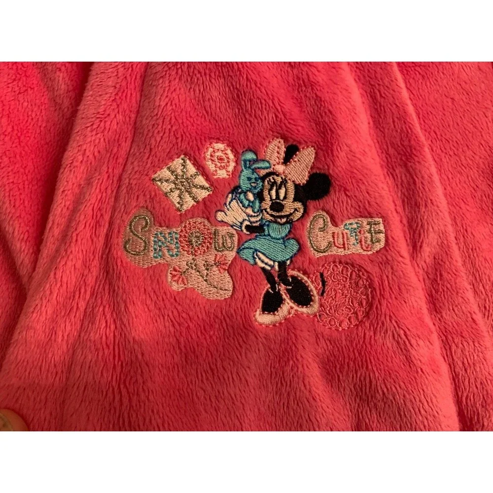 Minnie Mouse Disney Baby 3-6M PINK Cotton Lined Convertible 2 Zip Snowsuit